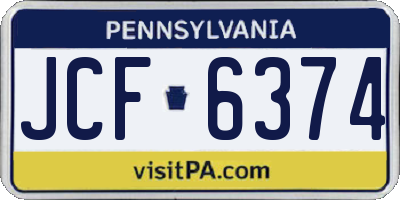 PA license plate JCF6374