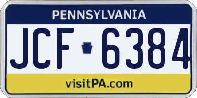 PA license plate JCF6384
