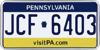 PA license plate JCF6403