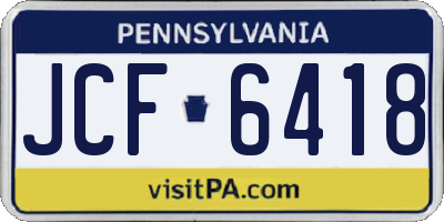 PA license plate JCF6418