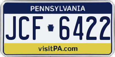 PA license plate JCF6422