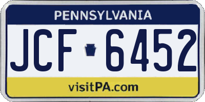 PA license plate JCF6452