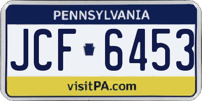 PA license plate JCF6453