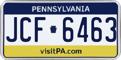 PA license plate JCF6463