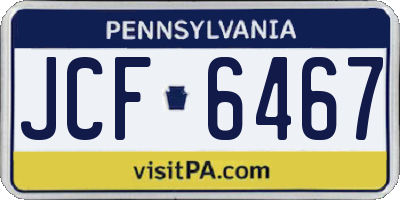 PA license plate JCF6467