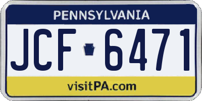 PA license plate JCF6471