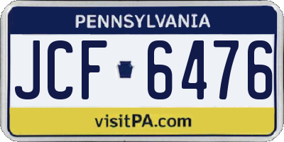 PA license plate JCF6476