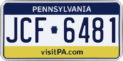 PA license plate JCF6481