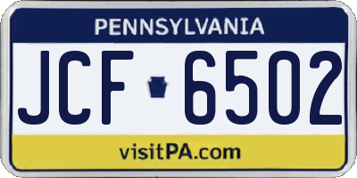 PA license plate JCF6502