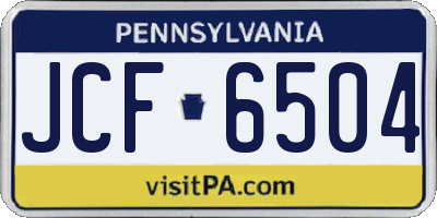 PA license plate JCF6504