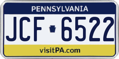 PA license plate JCF6522