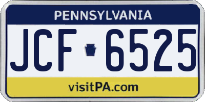 PA license plate JCF6525