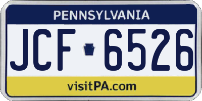 PA license plate JCF6526