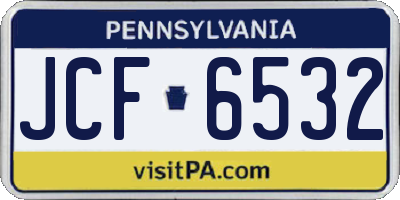 PA license plate JCF6532