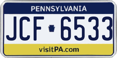 PA license plate JCF6533