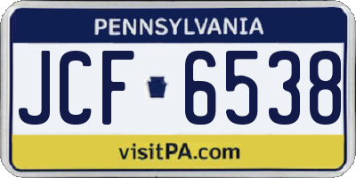 PA license plate JCF6538