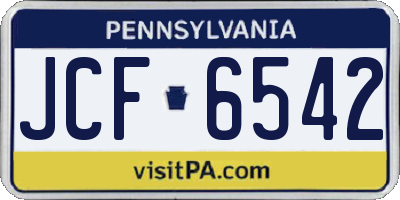PA license plate JCF6542