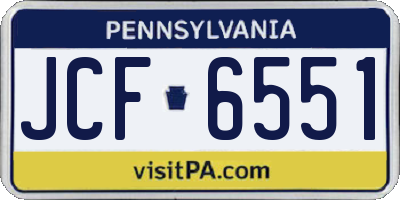 PA license plate JCF6551