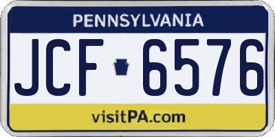 PA license plate JCF6576