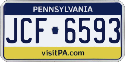 PA license plate JCF6593