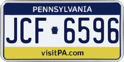 PA license plate JCF6596