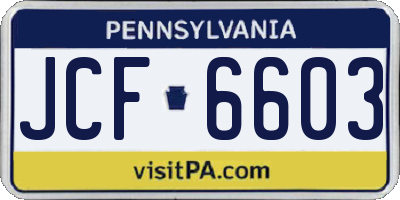PA license plate JCF6603