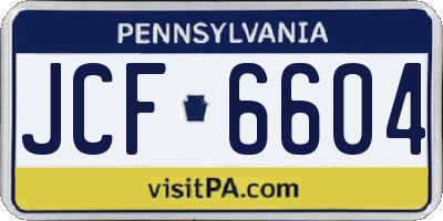 PA license plate JCF6604
