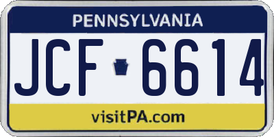 PA license plate JCF6614