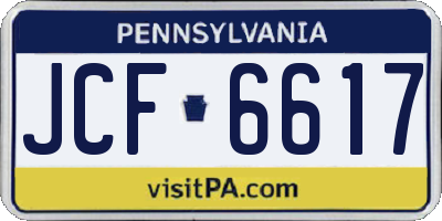 PA license plate JCF6617