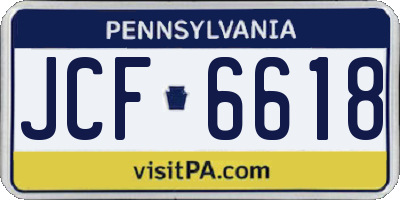 PA license plate JCF6618