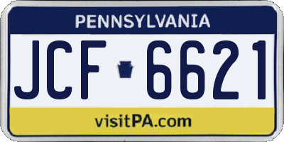 PA license plate JCF6621