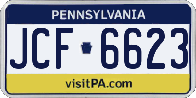 PA license plate JCF6623