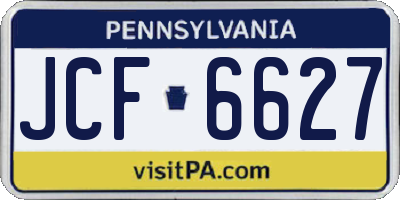 PA license plate JCF6627
