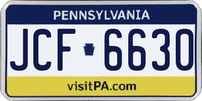 PA license plate JCF6630