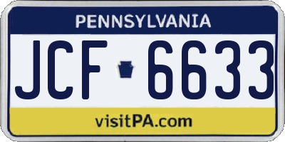 PA license plate JCF6633