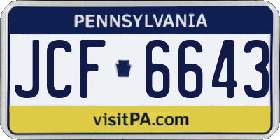 PA license plate JCF6643