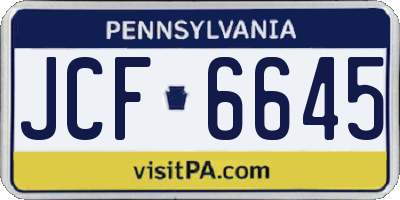 PA license plate JCF6645
