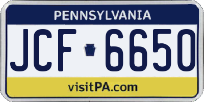PA license plate JCF6650