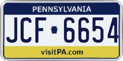 PA license plate JCF6654