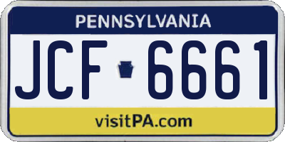 PA license plate JCF6661