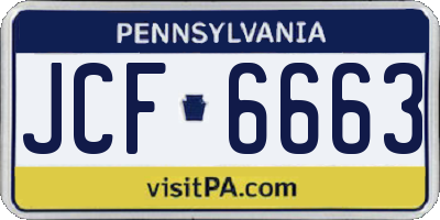 PA license plate JCF6663