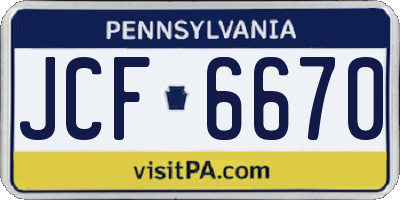 PA license plate JCF6670