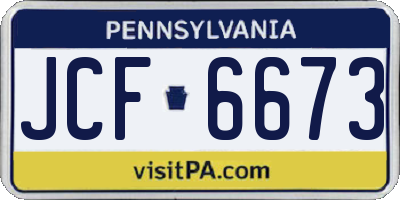 PA license plate JCF6673