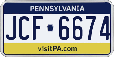 PA license plate JCF6674