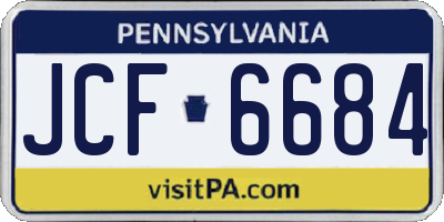 PA license plate JCF6684