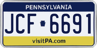 PA license plate JCF6691