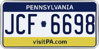 PA license plate JCF6698