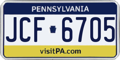 PA license plate JCF6705