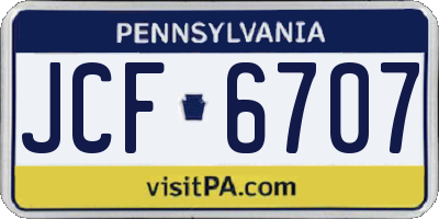 PA license plate JCF6707