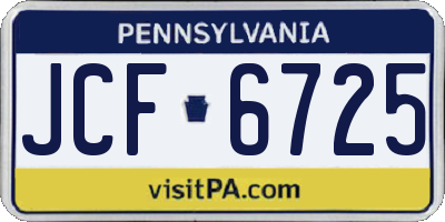 PA license plate JCF6725